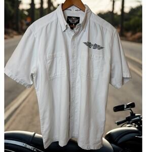 HARLEY DAVIDSON  VTG White Short-Sleeve Sz Large